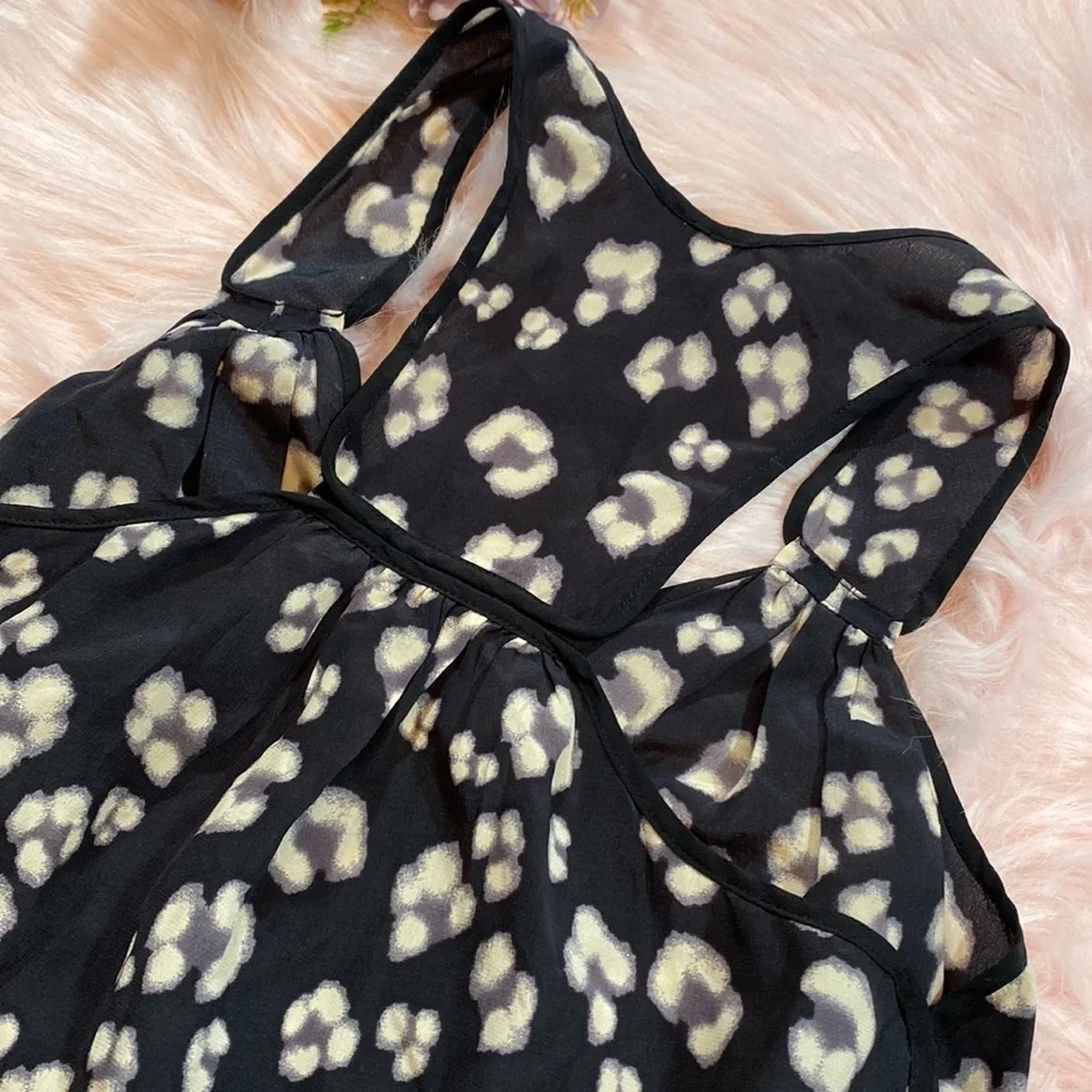 Rebecca Taylor Silk Leopard Print Blouse Tank sz 0